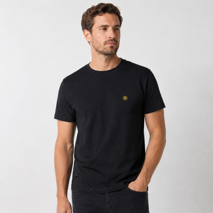 T-Shirt Noir Premium 220g – Coton Durable & Broderie "Logo BN"