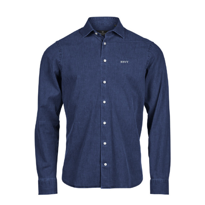 Chemise Denim Brodée Coton Stretch | BNVY Signature